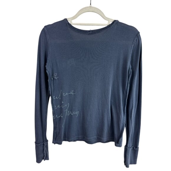 Vintage Juicy Couture Tee Shirt Blue Script Cotton Long Sleeve Size S Y2K - Picture 2 of 13